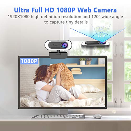 2K Webcam with Microphone Web Cameras for Computers, Computer Camera with Light,for Desktop, Streaming Webcam USB Face Web Cam with Tripod and Cover for Facebook, YouTube,Skype, TV (Dark Black)