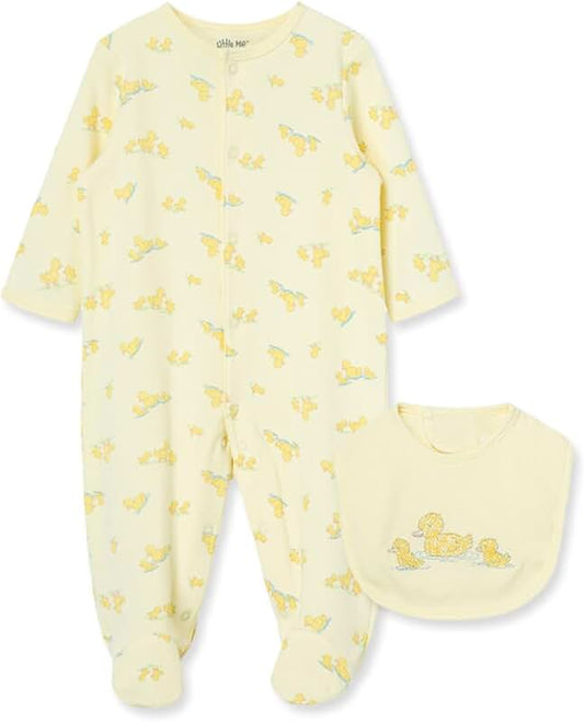 Baby Girl Cotton Footie and Headband Set