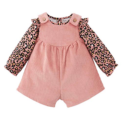 Baby Girls' Leopard Overall Short Set, Pink, 3-6 Months