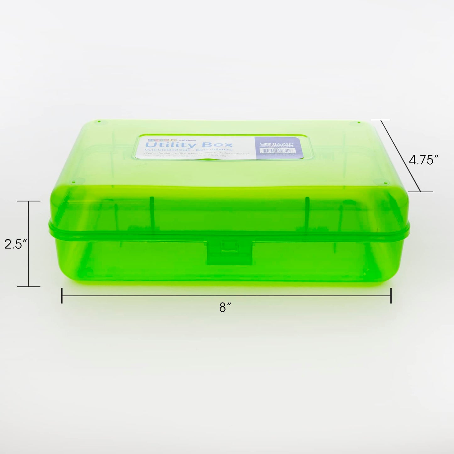 Bright Color Plastic Pencil Cases, 4-Pack
