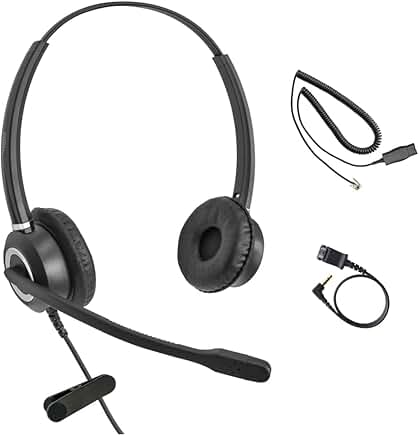HD Voice Headset with 3.5mm Adapter for Phones and Smartphones