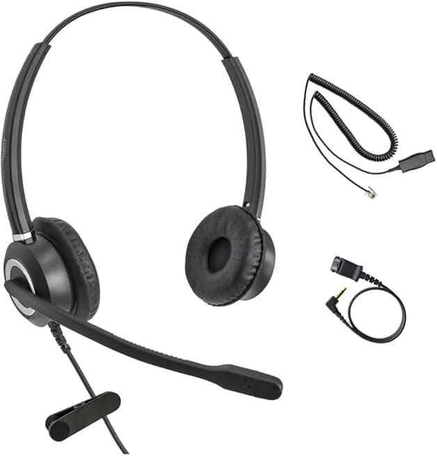 HD Voice Headset with 3.5mm Adapter for Phones and Smartphones
