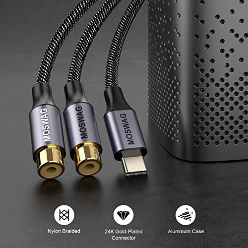 USB C to Dual RCA Stereo Aux Cord Cable Compatible with Computers,Laptops,Phones Tablets,MP3,Speakers,Amplifiers,Car Audio Stereo and Other Devices
