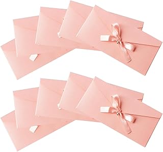 20 Pink Kraft Gift Card Envelopes with Ribbon, 22x11cm