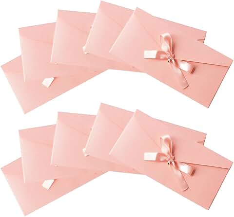 20 Pink Kraft Gift Card Envelopes with Ribbon, 22x11cm