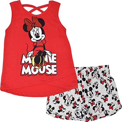 Minnie Mouse Baby Girls French Terry Crossover T-Shirt Shorts Set Red 18 Months