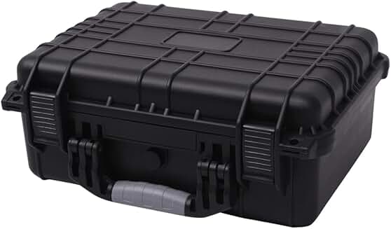 Black protective case for camera accessories, 16"x13"x6.9"