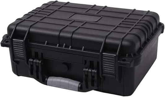 Black protective case for camera accessories, 16"x13"x6.9"