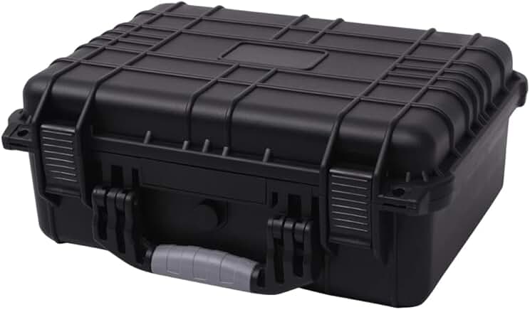 Black protective case for camera accessories, 16"x13"x6.9"