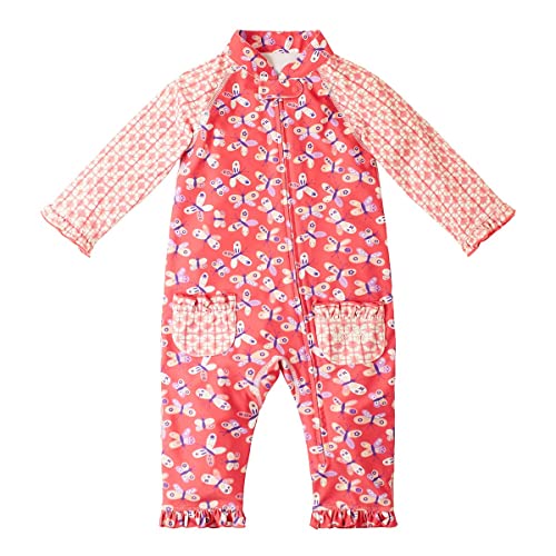UPF 50+ Baby Girls' Sun & Swim Suit - Butterflies - 12/18m Pink