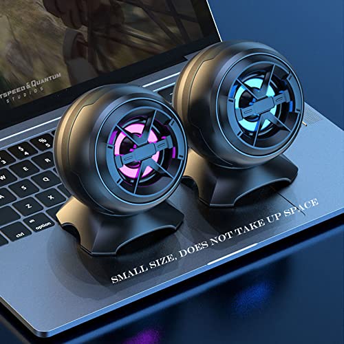 Computer Speakers, USB Power Speaker with Night Light, Portable Wired External Laptop Speakers with 2.0 Channel Mini Desktop Speakers for Office Home Bedroom (Black)