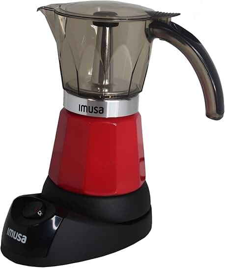 Electric Espresso Maker, 3 or 6 Cup, Red