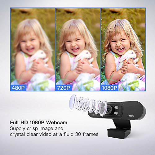 1080P Webcam with Microphone, Full HD Computer Webcam USB Desktop Camera for Pc Laptop Compatible with Windows, Android for Video Conferencing, Online Classes, Gaming, Video Chat