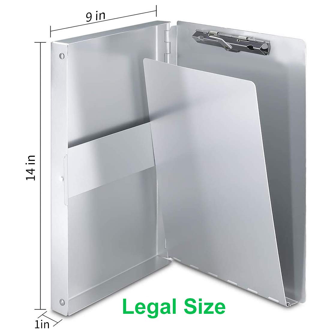 Legal Size Aluminum Clipboard with Storage and Clip