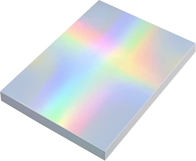 60 Sheets Metallic Holographic Glitter Card Stock