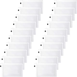 Set of 20 white mesh zipper pouches, 9.5 x 7.1 inches