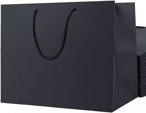 20 Large Black Gift Bags for Parties and Events