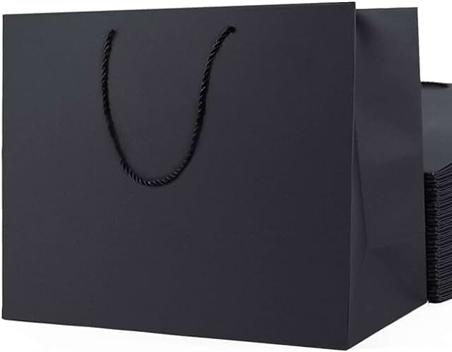 20 Large Black Gift Bags for Parties and Events