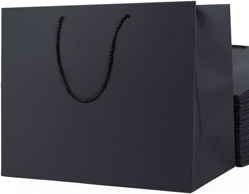 20 Large Black Gift Bags for Parties and Events