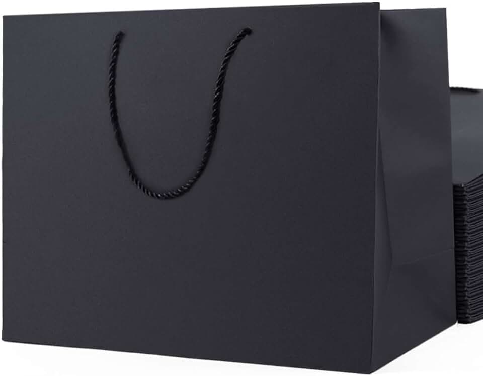 20 Large Black Gift Bags for Parties and Events