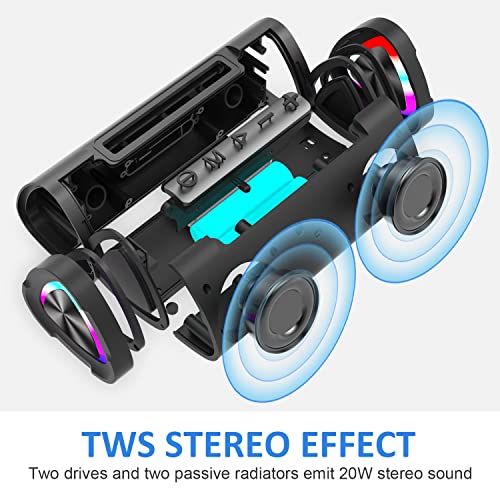 Bluetooth Speakers - V40 Portable Wireless Speaker V5.0 with 24W Loud Stereo Sound, TWS, 24H Playtime & IPX7 Waterproof, Suitable for Travel, Home&Outdoors