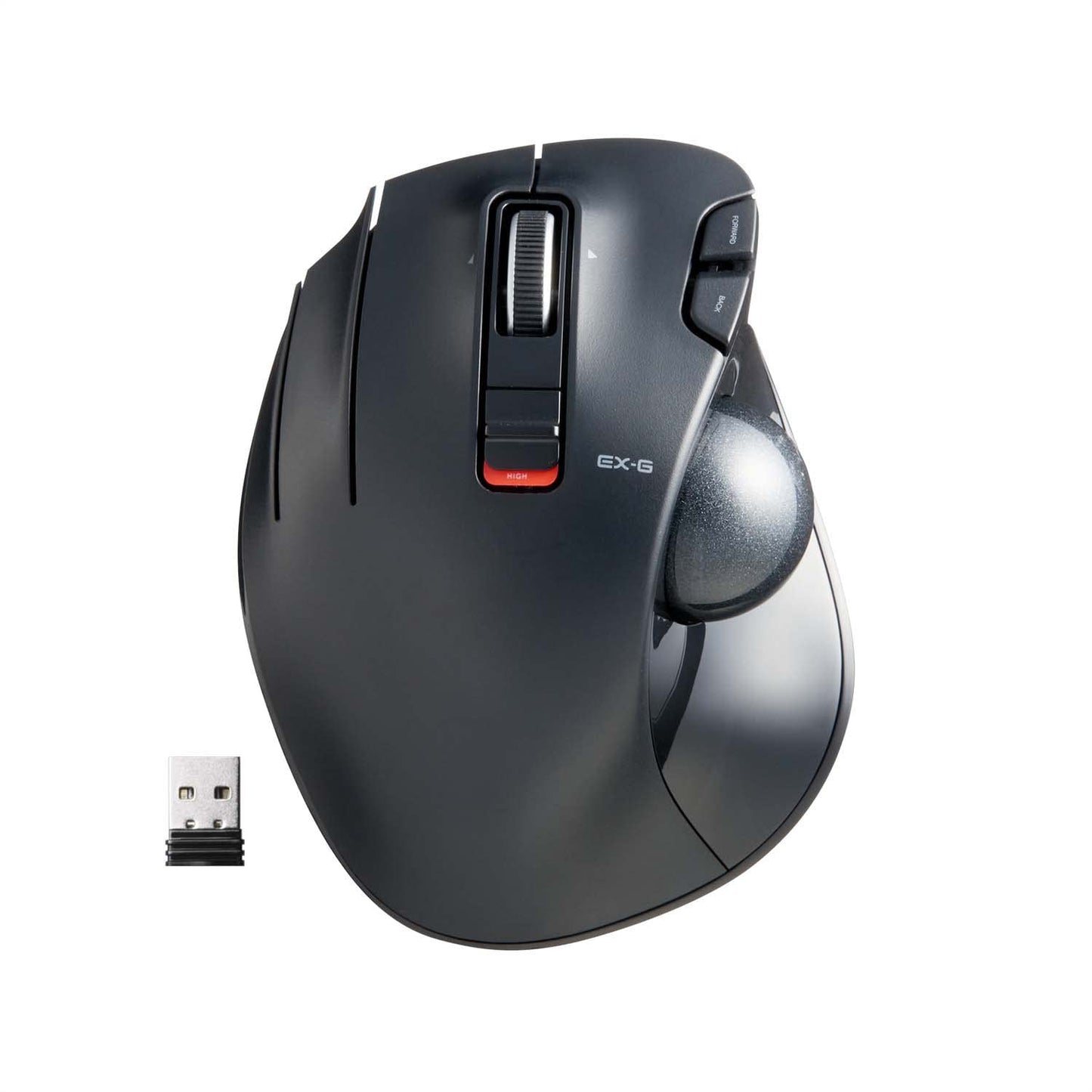 EX-G Left-Handed Trackball Mouse, 2.4GHz Wireless, Thumb Control, 6-Button Function with Smooth Tracking, Ergonomic Design, Optical Gaming Sensor, Windows11, macOS (M-XT4DRBK)