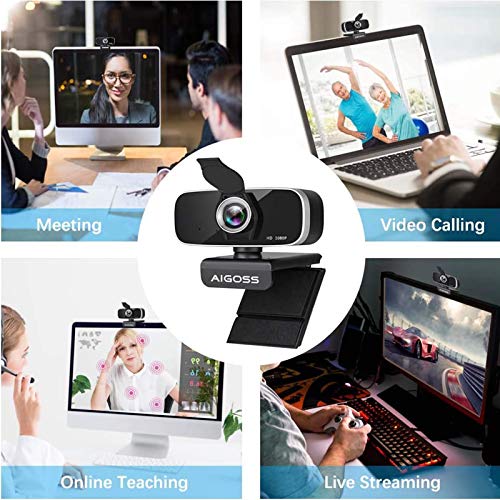 Webcam with Microphone & Privacy Cover, 1080P Full HD Web Camera for Streaming, Video Calling, Conference, Recording, Gaming, Computer Camera Laptop USB Webcam