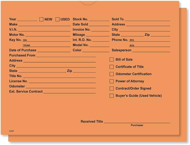 Printed Vehicle Deal Jackets Envelopes, 9x12, Salmon, 100 Pack