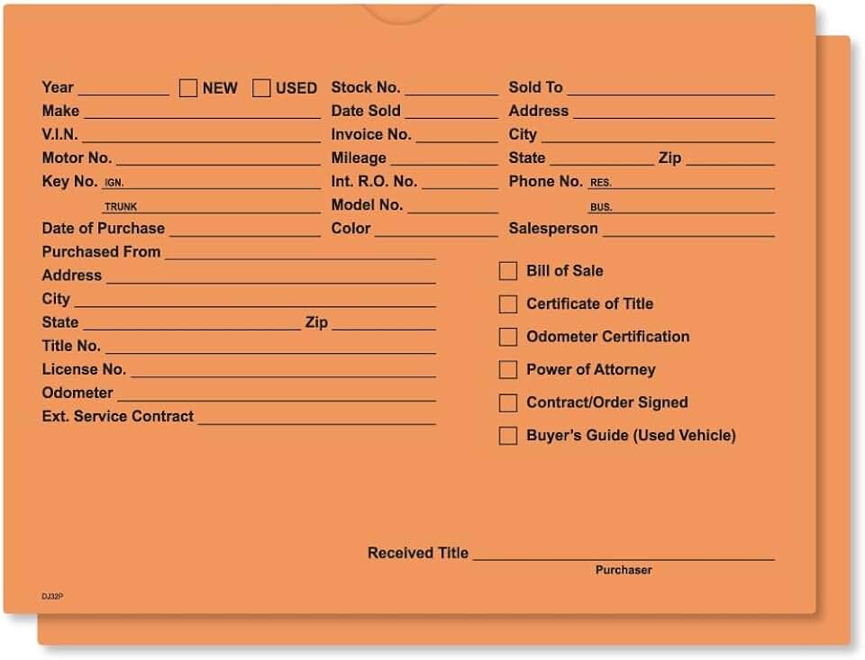 Printed Vehicle Deal Jackets Envelopes, 9x12, Salmon, 100 Pack