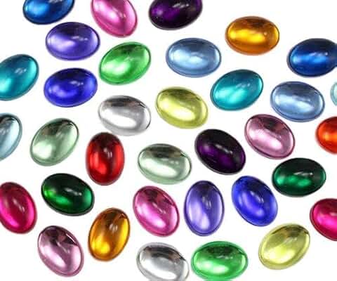 100 Assorted Color Flat Back Oval Acrylic Gems