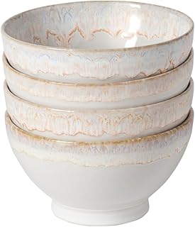Set of 4 White Ceramic Latte Bowls, 19 oz