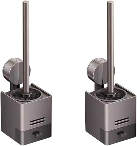 Toilet Brush and Holder Set with Drip Tray, Wall Mount, 2 Pack