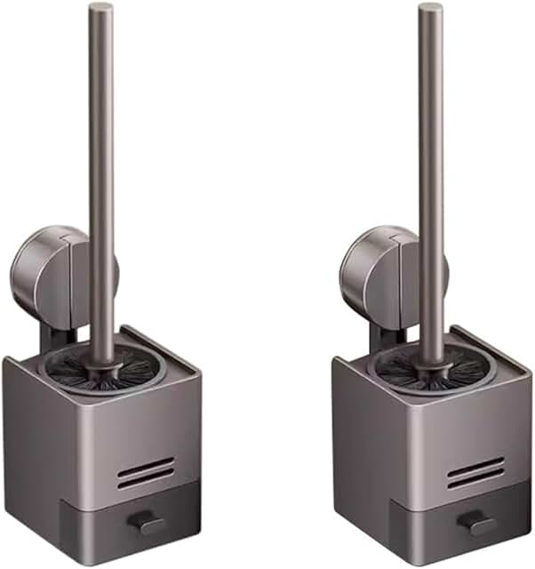 Toilet Brush and Holder Set with Drip Tray, Wall Mount, 2 Pack