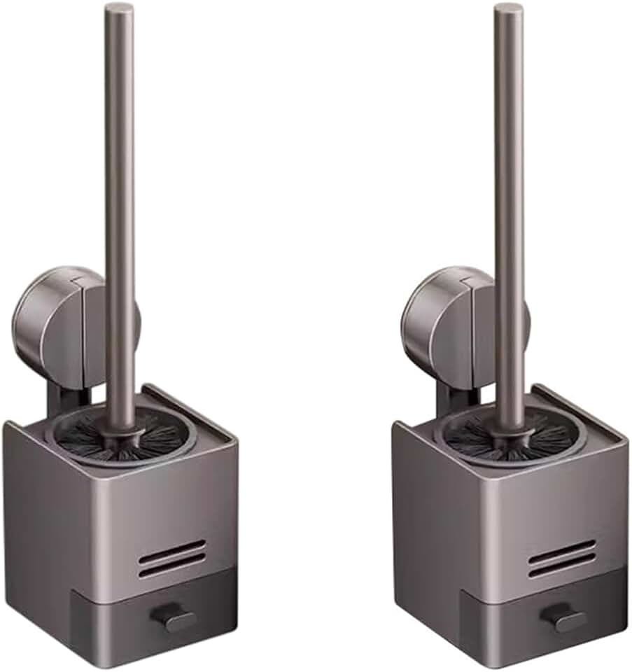 Toilet Brush and Holder Set with Drip Tray, Wall Mount, 2 Pack