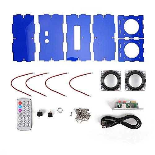 Bluetooth Speaker DIY Kit MP3 Music Pack Stereo Sound 3W Mini Power Amplifier with Remote Control,Support Bluetooth, Power-Off Memory,TF Memory Card/U Disk to Play Music(Blue)