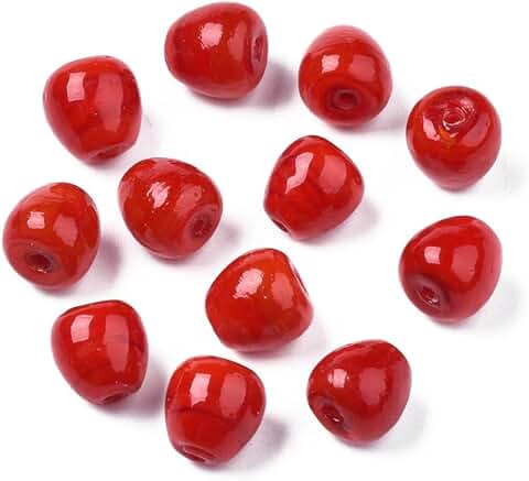100 Handmade Red Apple Lampwork Beads for Jewelry Making