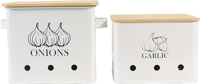 Set of 2 Onion and Garlic Storage Bins