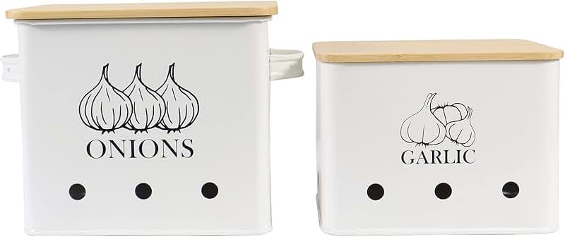 Set of 2 Onion and Garlic Storage Bins