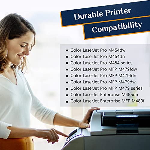 (with CHIP) Compatible Toner Cartridge Replacement for HP 414X W2020X 414A W2020A HP Color Pro MFP M479fdw M454dw M479fdn M454dn Toner Printer (High Yield, Black Cyan Yellow Magenta,4-Pack)