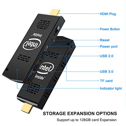 Compuetr Stick Mini PC Stick 8GB RAM 128GB ROM with Intel Atom Z8350 & Windows 10 Pro Support Auto-On After Power Failure,Support 4K HD,Dual Band WiFi 2.4G/5G, BT 4.2