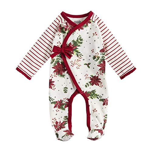 Baby Girls' Poinsettia Sleeper, Red, 0-3 Months