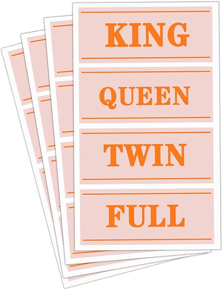 Bed Sheet Storage Labels, 4x2 Inch, 10 Sheets