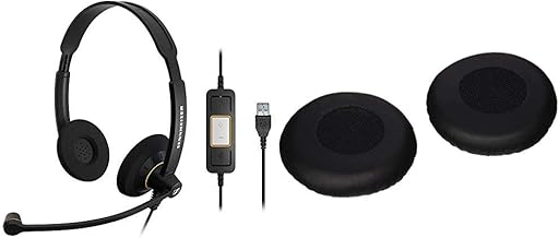 Double-Sided Business USB Headset with Leatherette Ear Pads