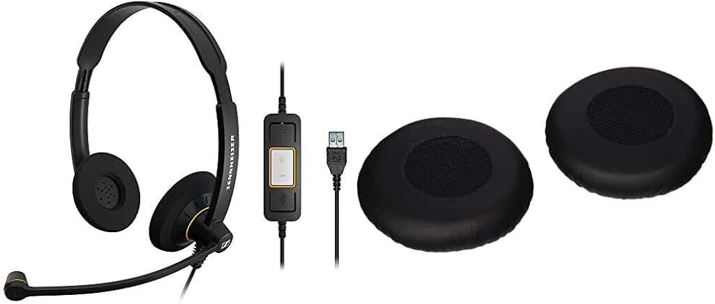 Double-Sided Business USB Headset with Leatherette Ear Pads