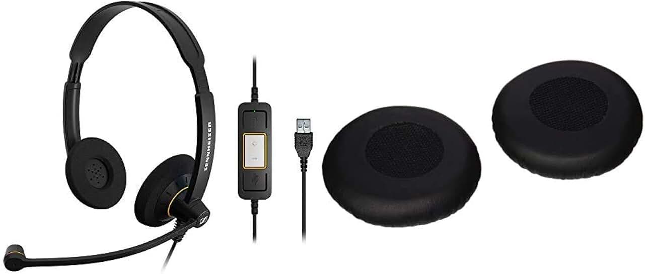 Double-Sided Business USB Headset with Leatherette Ear Pads