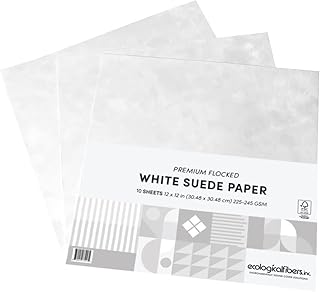 White Flocked Suede Paper, 12x12, Pack of 10