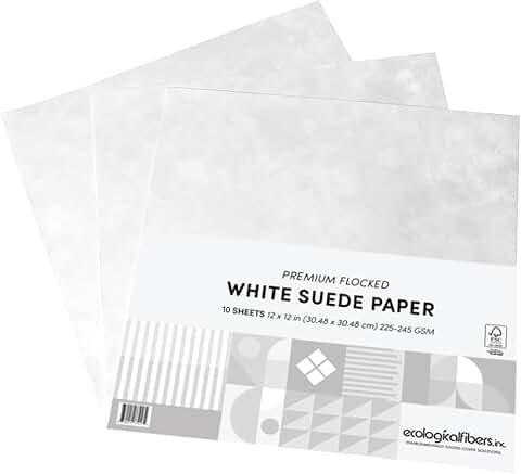 White Flocked Suede Paper, 12x12, Pack of 10