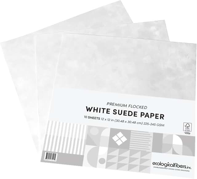 White Flocked Suede Paper, 12x12, Pack of 10