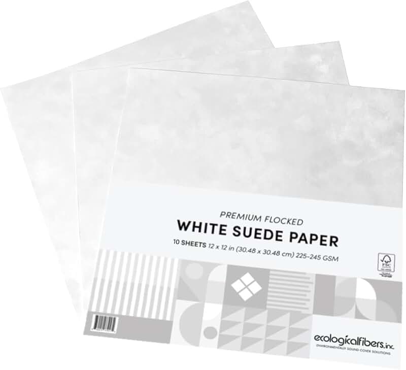 White Flocked Suede Paper, 12x12, Pack of 10