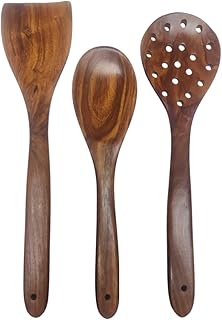 Wooden Spatula and Spoon Set for Cooking and Serving